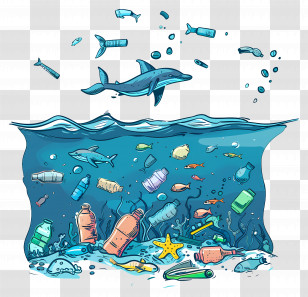 Marine Life - Illustration Highlighting Ocean Pollution Transparent PNG