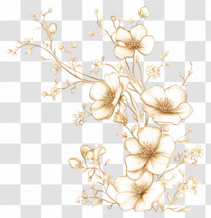 Minimal Gold Botanical - Golden Floral Design With Delicate Details Transparent PNG