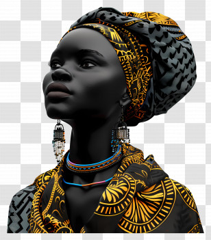 African Woman - Woman In Traditional African-Patterned Attire Transparent PNG
