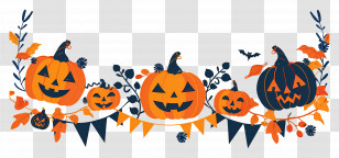Halloween Garland - Pumpkin Garland With Banners Transparent PNG