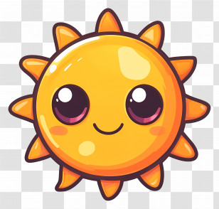 Kawaii Sun - Cute And Happy Cartoon Sun Illustration Transparent PNG