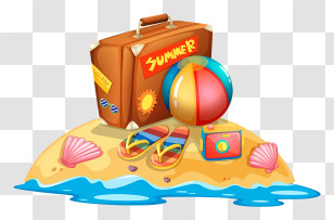 Icon - Summer Beach Essentials With Suitcase And Ball Transparent PNG