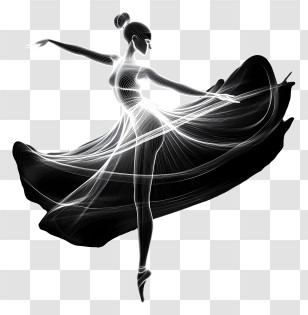 Glowing Silhouette Of Woman - Elegant Ballet Dancer Silhouette Transparent PNG