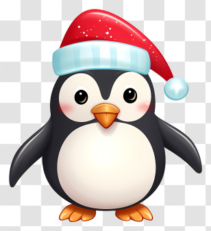 Penguin - Adorable Penguin With Santa Hat For Christmas Transparent PNG