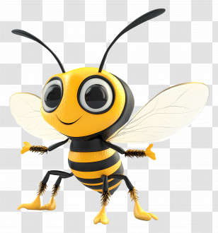 Cartoon Hornet - Cartoon Bee With Big Eyes Transparent PNG