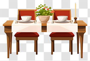 Dining Room Table - Dining Table With Chairs And Decorations Transparent PNG