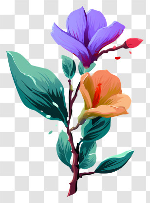 Flowers - Colorful Artistic Flower Illustration Transparent PNG