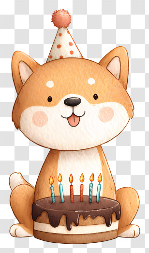 Cat Celebrates Birthday - Dog With Birthday Cake Transparent PNG