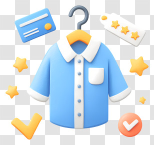 Shopping Experience - Blue Shirt Hanging Icon With Stars Transparent PNG