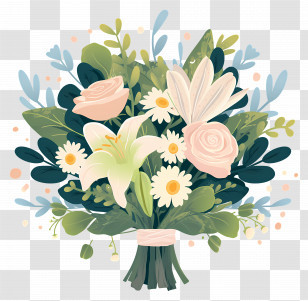 Wedding Bouquet - Beautiful Flower Bouquet With Greenery Transparent PNG