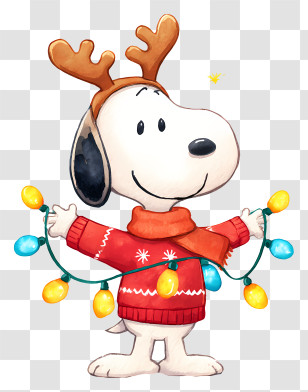 Christmas Snoopy - Festive Dog With Holiday Lights Transparent PNG