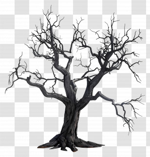 Dead Tree - Creepy Leafless Tree Illustration Transparent PNG