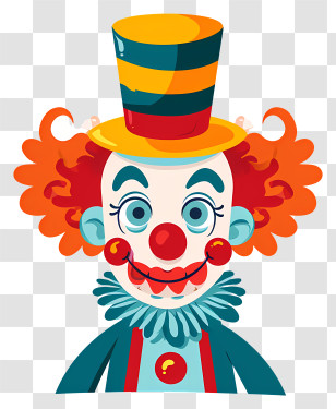 Clown - Cartoon Clown With Colorful Hat And Funny Expression Transparent PNG