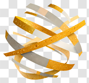 Floating Ribbons - Golden Silver Ribbon Orb Decoration Transparent PNG
