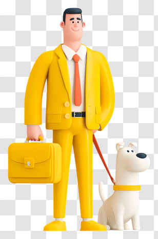 Take Your Dog To Work Day - Man In Yellow Suit With Dog Transparent PNG