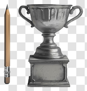 Trophy - Silver Trophy With Pencil Transparent PNG