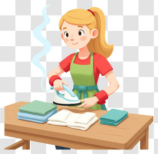 Housewife - Woman Ironing Clothes Illustration Transparent PNG