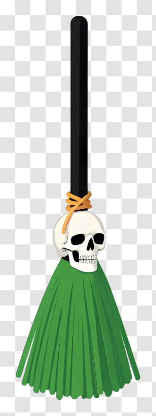 Halloween Broom - Spooky Broom With Skull Transparent PNG