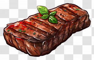 Steak - Grilled Steak Illustration With Herbs Transparent PNG