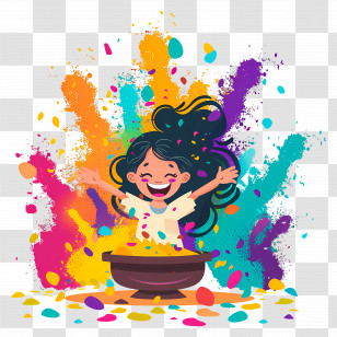 Holi Background - Joyful Child Celebrating Holi Transparent PNG