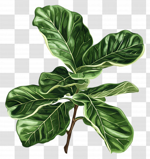 Fiddle Leaf Fig - Green Leafy Branch Transparent PNG