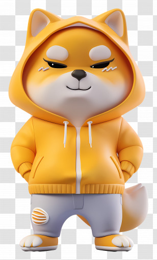 Shiba - Cartoon Dog In Yellow Hoodie Transparent PNG