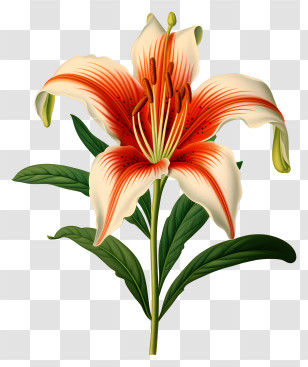 Lily - Red And White Lily Flower Illustration Transparent PNG