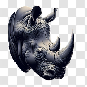 Rhinoceros - Detailed Rhino Head Illustration Transparent PNG