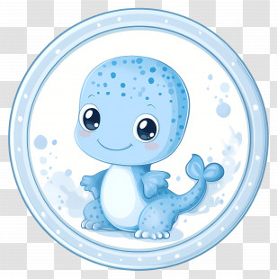Blue Circle Frame - Cute Blue Dinosaur Cartoon Transparent PNG