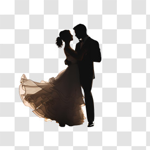 Wedding Couple Silhouette - Romantic Silhouette Of Dancing Couple In Formal Attire Transparent PNG