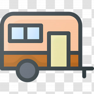 Camping Car - Minimalist Cartoon Illustration Of A Camper Trailer Transparent PNG