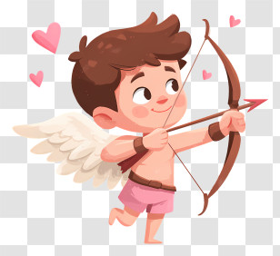 Cupid Shooting Arrow - Cute Cupid With Bow And Arrow Transparent PNG