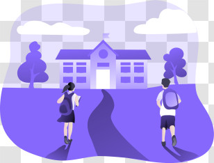 School Building - Students Walking To School Transparent PNG