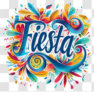 Fiesta - Colorful Fiesta Celebration Text Transparent PNG