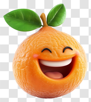 3d Cartoon Fruit - Smiling Cartoon Orange Transparent PNG