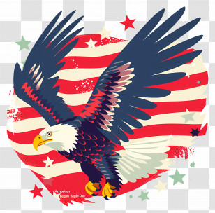 American Eagle Day - Eagle Illustration With American Flag Background Transparent PNG