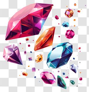Jewel Day - Colorful Sparkling Gemstones Illustration Transparent PNG