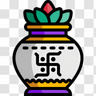 Kalasha - Traditional Indian Kalash Icon With Design Transparent PNG
