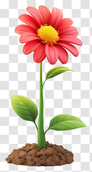 Plant A Flower Day - Red Flower Blooming In Soil Transparent PNG