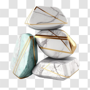 Marble Stones - Decorative Marble Stones With Gold Accents Transparent PNG