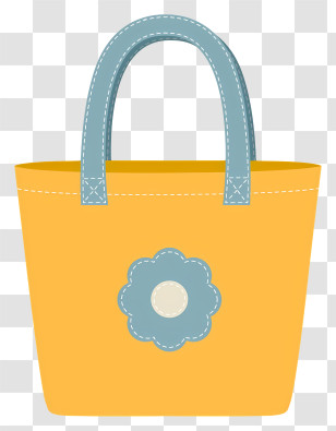 Small Yellow Handbag - Yellow Bag With Blue Flower Transparent PNG