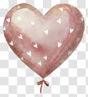 Cartoon - Heart Balloon With Small Hearts Transparent PNG