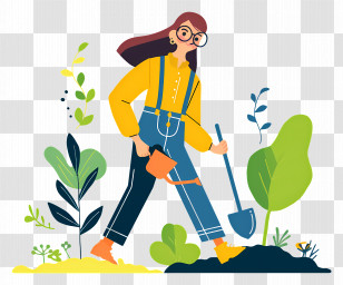 Woman Planting Trees - Gardener Woman Illustration Transparent PNG