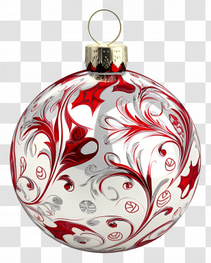Christmas - Red And White Christmas Ornament Ball Transparent PNG