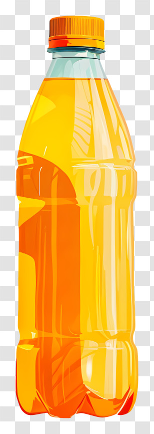 Plastic Bottle - Illustrated Representation Of Orange Drink Bottle Transparent PNG