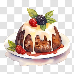 Christmas Pudding - Delicious Fruit-Topped Dessert Cake Transparent PNG