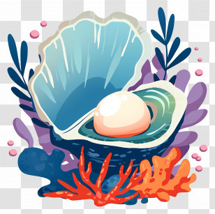 Open Oyster - Open Seashell With A Pearl Underwater Artwork Transparent PNG