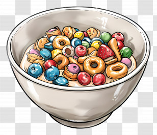 Cereal - Breakfast Cereal Bowl With Sweet And Fruity Toppings Transparent PNG
