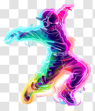 International Dance Day - Neon Dancer In Vibrant Colors Transparent PNG
