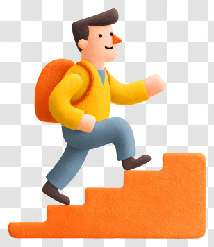 Man Climbing Career Steps - Cartoon Character Climbing Steps Transparent PNG